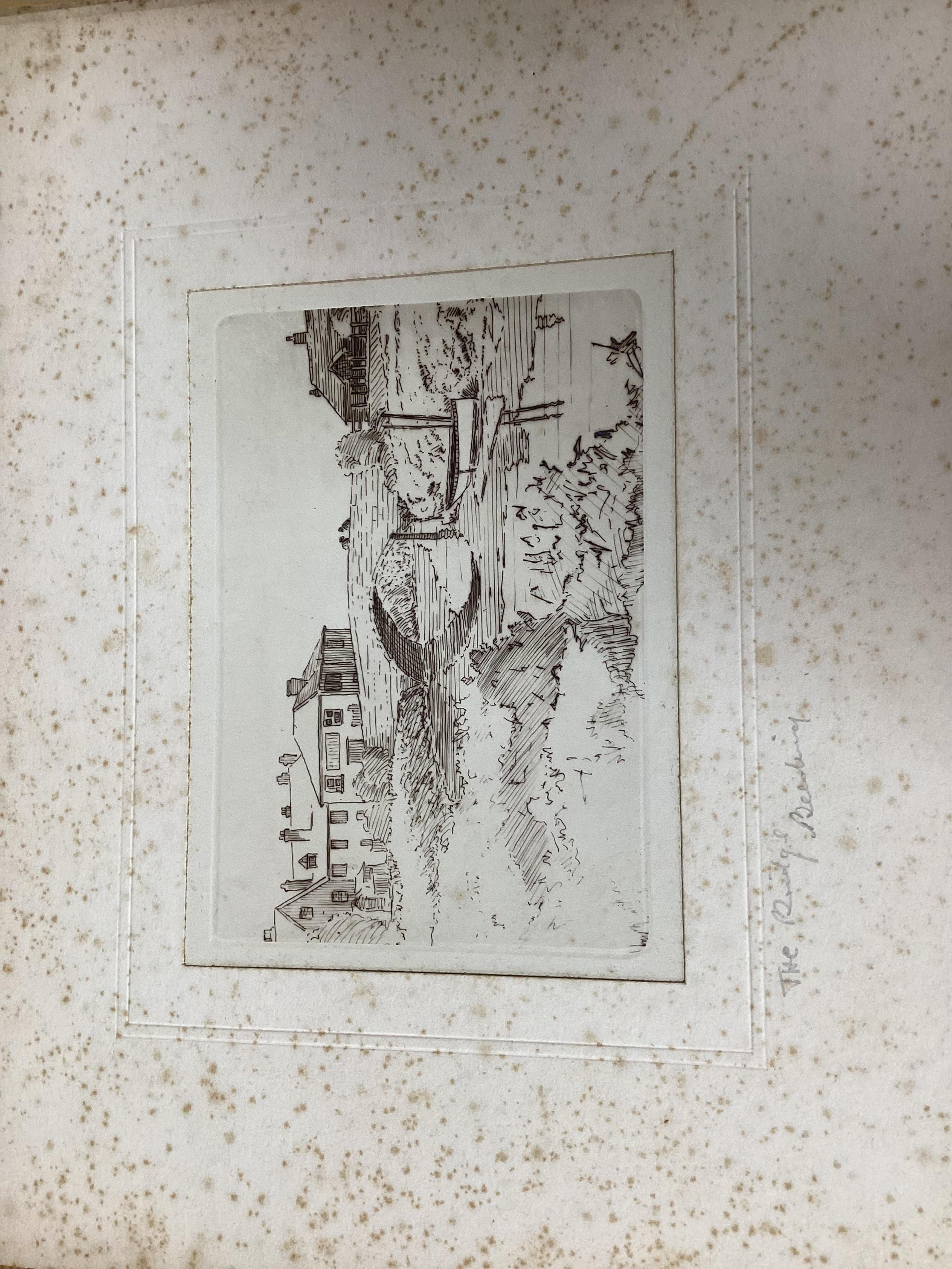 A large collection of various etchings, many signed in pencil, some local views, mounted, unframed